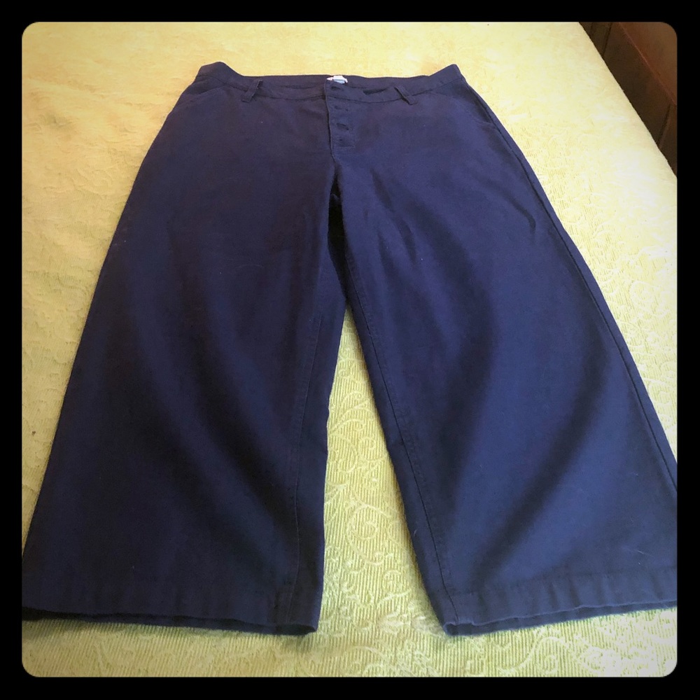 J. Crew navy cropped wide leg chinos